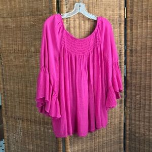 Bright Pink On or Off Shoulder Top